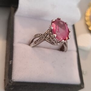 Natural Pink Sapphire & Diamond Ring